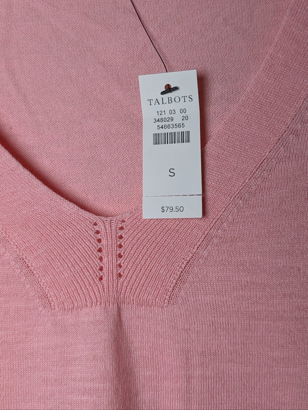 NWT Talbots Lightweight Light Pink V-Neck Knit Top Sweater Cotton Small - Picture 6 of 7